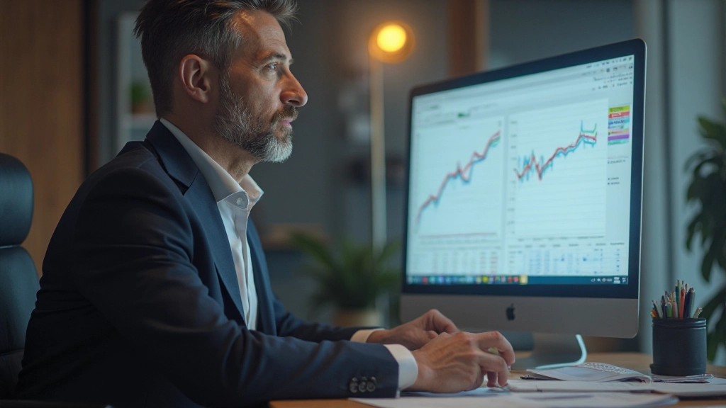 Professional accountant working with financial documents and calculator at desk