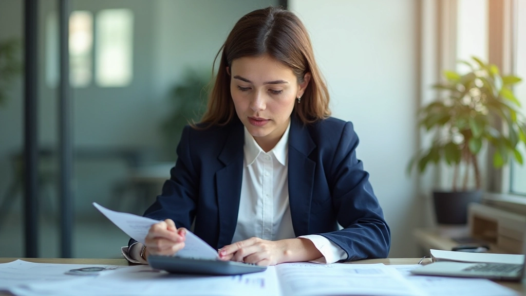 Профессиональный финансовый аналитик работает с документами на столе в офисе