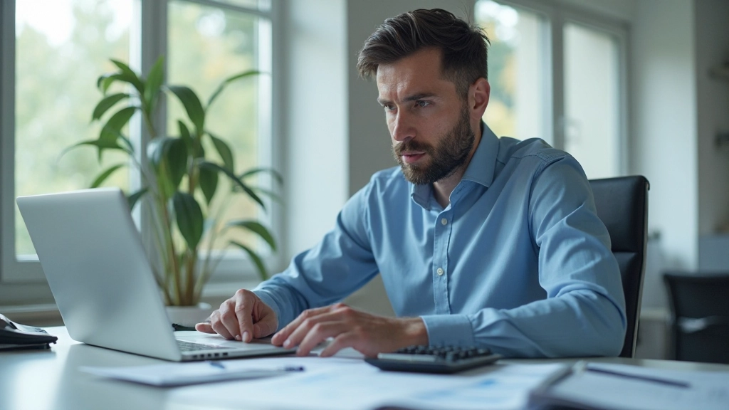 Профессиональный анализ финансовых данных на рабочем столе с калькулятором и графиками