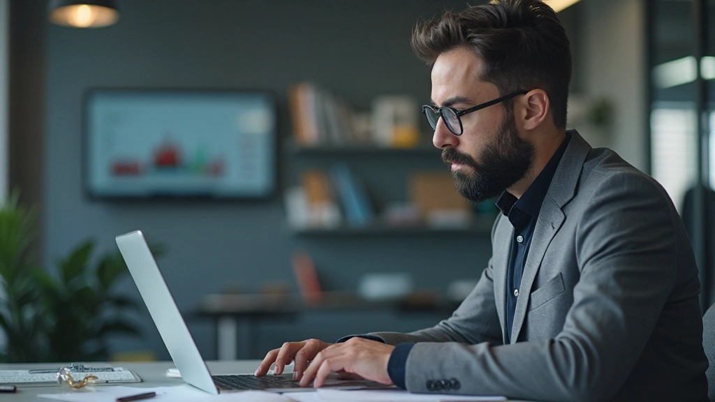 Бизнес-профессионал анализирует финансовые графики на экране ноутбука